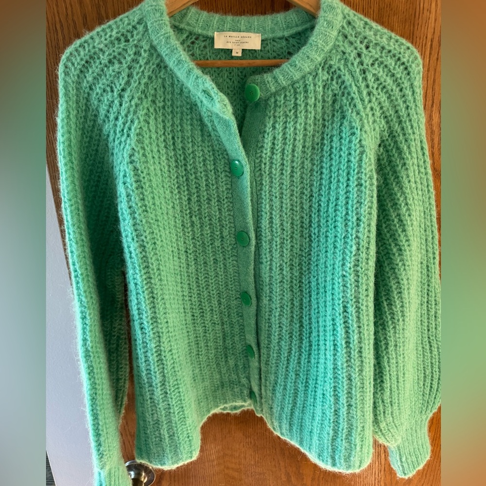 Sezane Emile Cardigan in Unique Green